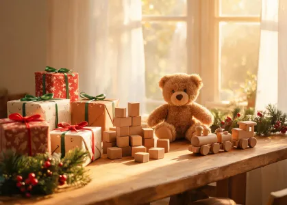 Birthday and holiday toy gift table